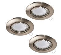 3 PACK Flush Ceiling Downlight Satin Nickel Steel 3 x 5W GU10 Bulb
