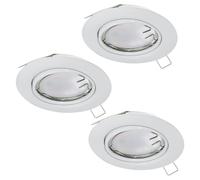 3 PACK Flush Ceiling Downlight White Steel 3 x 5W GU10 Adjustable Bulb