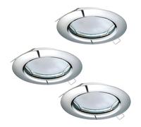 Loops 3 PACK Flush / Recessed Ceiling Downlight Chrome Steel 3 x 3W GU10 Bulb in Metallics Loops Metallics