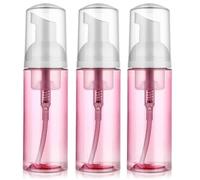3 Pack Foam Pump Bottle Travel 60 ml/2 oz Small Size Mousse Foaming Soap Dispenser, Clear Plastic Foam Soap Dispenser Mini Empty Refillable Pump Containers (Pink)