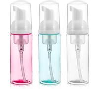 3 Pack Foam Pump Bottles for Travel - 50ml/1.7 oz Mini Soap Dispenser, Clear Plastic Refillable Foaming Containers, Perfect for Face Wash, Lash Shampoo, and Skin Care Products