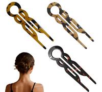 3 Pack French Acetate Hair Pins for Women, U-Shaped Invisible Bun Clips | Acetate, for daily commute and formal looks, U-shaped invisible hold, smooth and gentle on hair