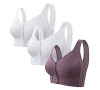 3 Pack Front Fastening Bras for Women Plus Size Non Wired - Wireless Bras for Women Large Bust Solid Color Sports Bras Women High Impact Soft Comfort Seamless Bras for Women Fashion Yoga Bras Women