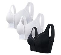 3 Pack Front Fastening Bras for Women Plus Size Non Wired - Wireless Bras for Women Large Bust Solid Color Sports Bras Women High Impact Soft Comfort Seamless Bras for Women Fashion Yoga Bras Women