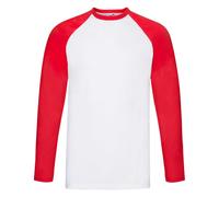 3 Pack Fruit Of The Loom Baseball T-Shirt Mens Long Sleeve Plain Tee Shirt New