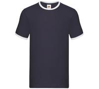 3 Pack Fruit of the Loom Mens 100% Cotton Contrast Ringer Short Sleeve T-Shirt