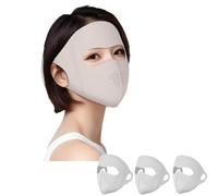3 Pack Full-Face Face Covering, Women Sun Protection Face Mask, Full Face Sunscreen Mask After Laser Beauty Treatment, Full Face Mask for Covering Facial Allergies, Washable Reusable Multicoloured,
