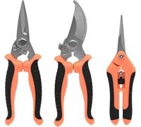3 Pack Garden Pruning Shears Stainless Steel Handheld Gardening Shears Garden Scissors Pruning Snips and Clippers for Gardening Plants Flowers Fruit Trees Branches (Orange)