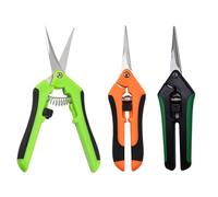 3 Pack Garden Secateurs, Compact Snips Hydroponics Multi Purpose Curved Blade Scissor Long Secateurs Razor Sharp Garden Snips Pruning Shears with Stainless Steel Blade Spring Loaded Trimmers Scissors
