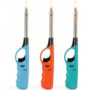 3 Pack Gas Refillable BBQ Lighter with 300ml Gas, Child-Resistant Safety Lock, Adjustable Flame Gun Lighters for Kitchen & Outdoor Use, Gas Lighter for BBQ, Candles & Camping