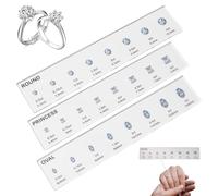 3-Pack gemstonee Ring Sizing Gauges - Acrylic Carat Weight Estimator, Jewelry Making Comparison Tool, Round Oval Square Cut Measurement, Jewelry Appraisal Equipment | Gem Size Guide for Hobbyists