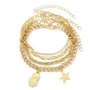 3 Pack Geometric Beads Bracelets Geometric Link Chain Bracelets Handmade Adjustable Jewelry for Stylish Women