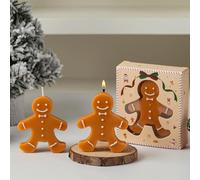 3 Pack Gingerbread Man Shaped Scented Candle, Aesthetic Aroma Soy Wax Christmas Decorative Candle, for Prefect for Christmas Eve Party Decoration and Gift