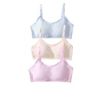 3 Pack Girls Bras For Teens Cotton Bustier Underwear With Firm Padded Strap Top Comfort Training Bras Age 10-16 Years, Styles 3, 10-16 Years