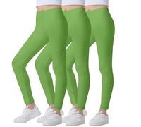 3 Pack Girls Leggings Full Length Stretchy Sports Fitness Gym Cycling Yoga Tights Pants Green Leggings Kids 7-8 Years
