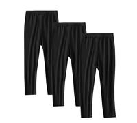 3 Pack Girls Leggings Full Length Yoga Pants for Kids Toddler Girl Stretchy Basic Legging Fitting Tights Soft Comfy Breathable Tight Pants Elastic Waisted Lounge Trousers Age 12-13 Years
