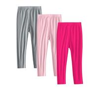 3 Pack Girls Leggings Full Length Yoga Pants for Kids Toddler Girl Stretchy Basic Legging Fitting Tights Soft Comfy Breathable Tight Pants Elastic Waisted Lounge Trousers Age 10-11 Years
