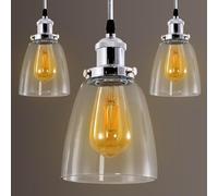 3 Pack Glass Pendant Light, Vintage ceiling lights, Loft Chandelier with Glass Light shade, Industrial Retro Hanging Lamp，Adjustable light pendant fitting for Dining Room Kitchen Island Bar Bedroom