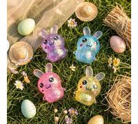 3 Pack Glitter Bunny Stress Ball, 6cm Cute Sparkle Bunnies Squishy Stress Balls, Ultra Soft Sensory Fidget Squishies Balls Toys for Adults Stress Relief, Birthday Party Favors Gifts