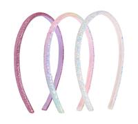 3 Pack Glitter Headbands for Girls, Thick Sparkly Non Slip Chunky Hairbands, Rainbow Sequin Bling Hair Accessories, Sweet Adorable Style for Little Girls Kids Women, Color Random (Colourful, 1CM)