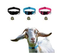 3 Pack Goat Collars with Bell，Adjustable Nylon Collar Set Sheep Collar with Cow Horse Sheep Grazing Copper Bells Accessories for Cow Goat and Small Farm Animal Pet Goat Sheep Cow Accessories
