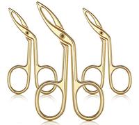 3 Pack Gold Plated Eyebrow Scissors Straight Tip Tweezers, Flat Tip Hair Plucker