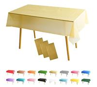 3 Pack Gold Table Cloth Party Disposable Tablecloths Table Covers,137x274cm Rectangle Large Plastic Tablecloth Gold Party for Picnic,Baby Shower,Wedding,Birthday,Halloween,Christmas Table Decorations
