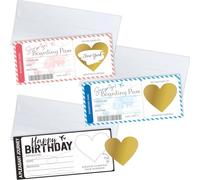 3 Pack Golden Travel Ticket Scratch Cards with Envelopes, Scratch Boarding Pass Personalised Reveal Holiday Surprise Scratch Card