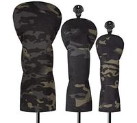 3 Pack Golf Club Head Covers for Driver, Fairway Woods and Hybrid Camouflage Black, Golf Headcover to Fit All Golf Clubs