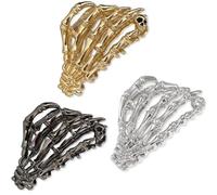 3 Pack Gothic Hair Clips Ghost Hand Hair Claw Clips Metal Skeleton Hair Halloween Accessories for Thick Hair Thin Hair for Women and Girls Cosplay