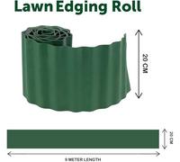 3-Pack Green Plastic Lawn Edging - Wavy Design, 20Cm X 27M Combined Length