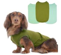 3 Pack Green Striped Dog T-Shirt for Small Dogs,Medium Sleeveless Lightweight Tee Shirt for Summer Outdoor Wearing Spring Picnic Sun Protection,Spring Colors Clothes,Dachshund(Green,M)