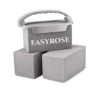 3 Pack Grill Cleaning Brick with Heat Resistant Aluminum Handle, 8x8x15cm Large Pumice Stone for Cleaning BBQ Griddle and Cast Iron, Bristle-Free Scraper for Oven and Stove Deep Grease Removal