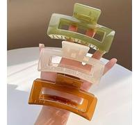 (3 Pack) Hair Claw Clip for Women & Girls, 4.3 Inch(11cm) Large Claw Clip for Women Thick Hair,Transparent Colours Hair Clips, Non-Slip Strong Jaw Claw Clips (Rectangle)