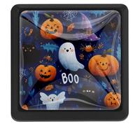 3 Pack Halloween Cartoon Pumpkin Ghost Cabinet Knobs with Mounting Screws Flat Black Drawer Knobs Square Dresser Knobs Drawer Pulls Single Hole Pull Handles Hardware for Bathroom Bedroom