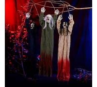 3 Pack Halloween Decorations Outdoor,Hanging Ghost Spooky Skeletons Decor Supplies, Creepy Haunted House Flying Halloween Decoration with Yard Tree Porch Garden Party Décor Indoor