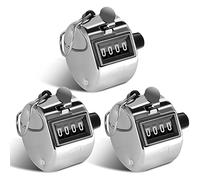 3 Pack Hand Tally Counter, Clicker Counter Handheld 4 Digit Display Metal Manual Mechanical Counter Clicker with Finger Ring for Sport Stadium Coach Referees School Event Golf