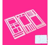 3 Pack Handmade Flexible Record Template,Reusable Templates Planner Stencils Set,Transparent Flexible Journal Stencil,Versatile Drawing Template Kit for Journaling Checklists Boxes,Lines&Planning (B)
