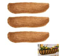 3 Pack Hanging Basket Liner - Trough Planter Liner for Hanging Basket, Pre-Shaped Replacement Coco Fiber Liners for Garden Planters, Enhances Plant Growth, for Indoor & Outdoor Plants (48'')