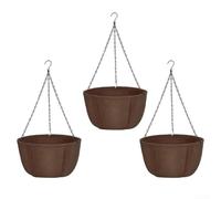 3 Pack Hanging Flower Pots Outdoor, Fabric Grow Bags with Rustproof Chains for Patio Balcony Fence, Breathable Planters for Herbs Ferns(10in)