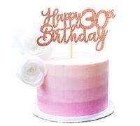 3 Pack Happy 30th Birthday Cake Topper Rose Gold Glitter 30 Cupcake Topper Happy 30 Birthday Cake Decoration for 30th Cheers to 30 Birthday Party Decoration Supplies