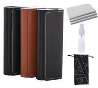 3 Pack Hard Shell Glasses Case Magnetic Closure Leather Spectacle case Slimline Tough Reading Eyeglasses Cases for Women, Men Thin Small Sunglasses case With Cleaning Cloth and Soft Glasses Pouch