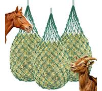 3 Pack Hay Nets for Horses, Slow Feed Hay Bags for Horses Goats with 2.3 Inch Holes, Hanging Hay Feeder for Stable Trailer Pasture (Cyan)