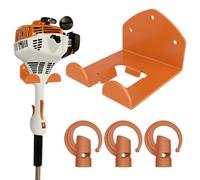 3 Pack Heavy Duty Garage Storage Hooks + 1 Pack Trimmer Rack Compatible with Stihl Kombi Attachments, Garden Power Tool Holder Organizer Hangers for Grass Trimmer, Hedge Trimmer, Garage Wall