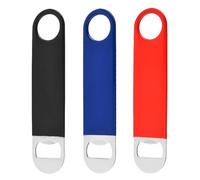 3 Pack Heavy Duty Stainless Steel Flat Bottle Opener, Solid and Beer Openers, Red, Black, Green, 7 Inches