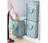 3-Pack Heavy-Duty Storage Bags with Zipper | Waterproof Moving & Travel Storage Organizers | Foldable Reinforced Handles for Clothes, Bedding,Blankets | Space-Saving,Vertical Style,Light Blue