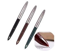 3 Pack Hero 329 Fountain Pen - Authentic Fine Nib, Gold Arrow Pattern, Stainless Steel Cap, Smooth Writing for Daily Use & Collection