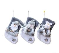 3 Pack Holiday Stockings with Snowman Santa and Reindeer for Seasonal Decoration on Mantels Trees and Walls