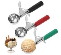 3 Pack Ice Cream Scoop,Stainless Steel Fruit Scoop,Multi-Purpose Scoops with Trigger Release for Ice Cream, Melon, Mashed Potatoes and Muffins.Set of 3 Large (7CM), Medium (6.3CM), Small (4.7CM)