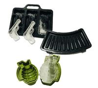(3 Pack) Ice Cube Mold Set, 3D Silicone & Plastic Weapon Series for Ice Ball, Cake & Chocolate Maker, Contains Silicone Grenade Mould and Plastic Bullet Mould